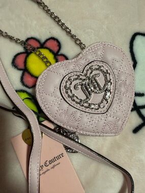 Juicy Couture Blush Pink Heart Quilted Crossbody Bag/Wallet